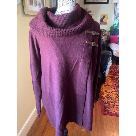 Ellen Tracy Sweater Burgundy Size small cowl Neck - Picture 7 of 7